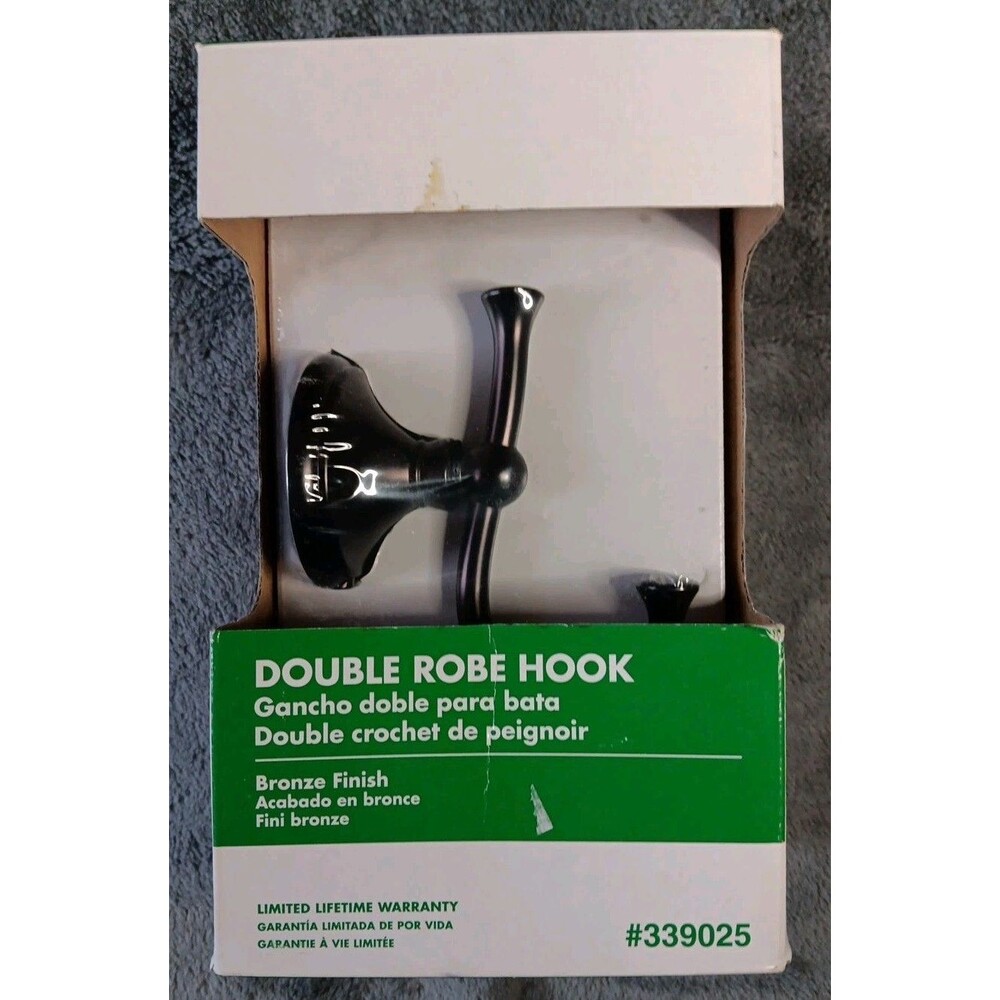 Double Robe Hook Bronze Finish - Picture 2 of 3